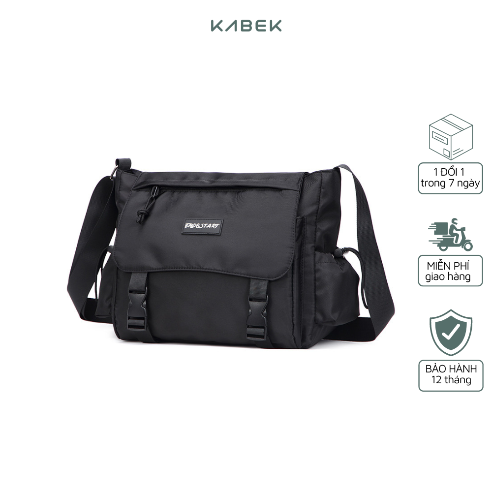 Túi Đeo Chéo Nam Thời Trang Chống Nước Loại Lớn Tui Đeo Vai Đi Học Đi Làm Party Thông Dụng Chất Vải Đen Mềm Mịn Cao Cấp Công Sở Kabek Kabe202