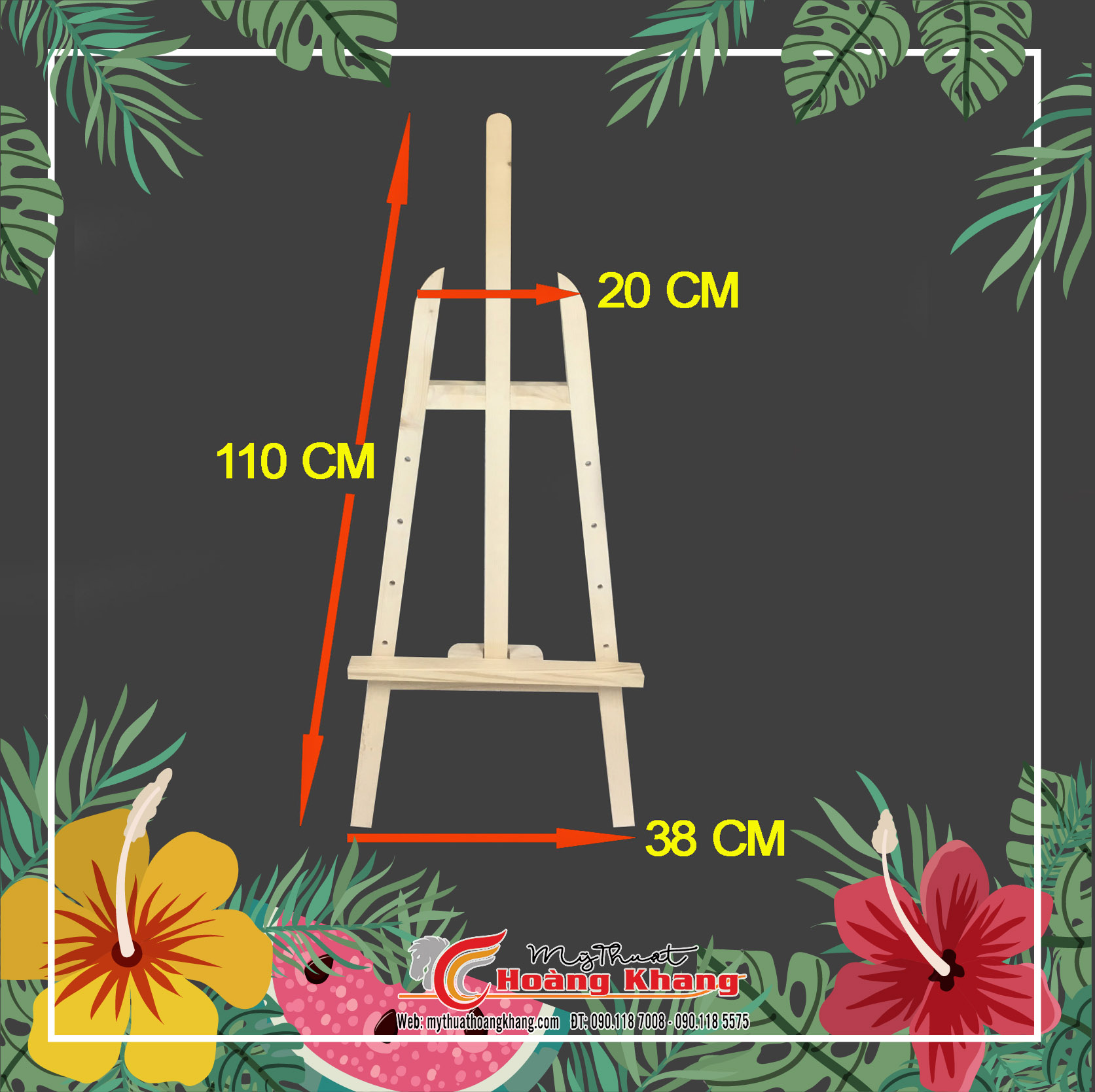 Gía Vẽ Tranh , Kệ Trưng Bầy Tranh Ảnh Nghệ Thuật , Bằng Gỗ Thông Tự Nhiên Thân Thiện Cỡ  38cm x 110cm  có thể gấp lại và trọng lượng nhẹ, dễ dàng và thuận tiện