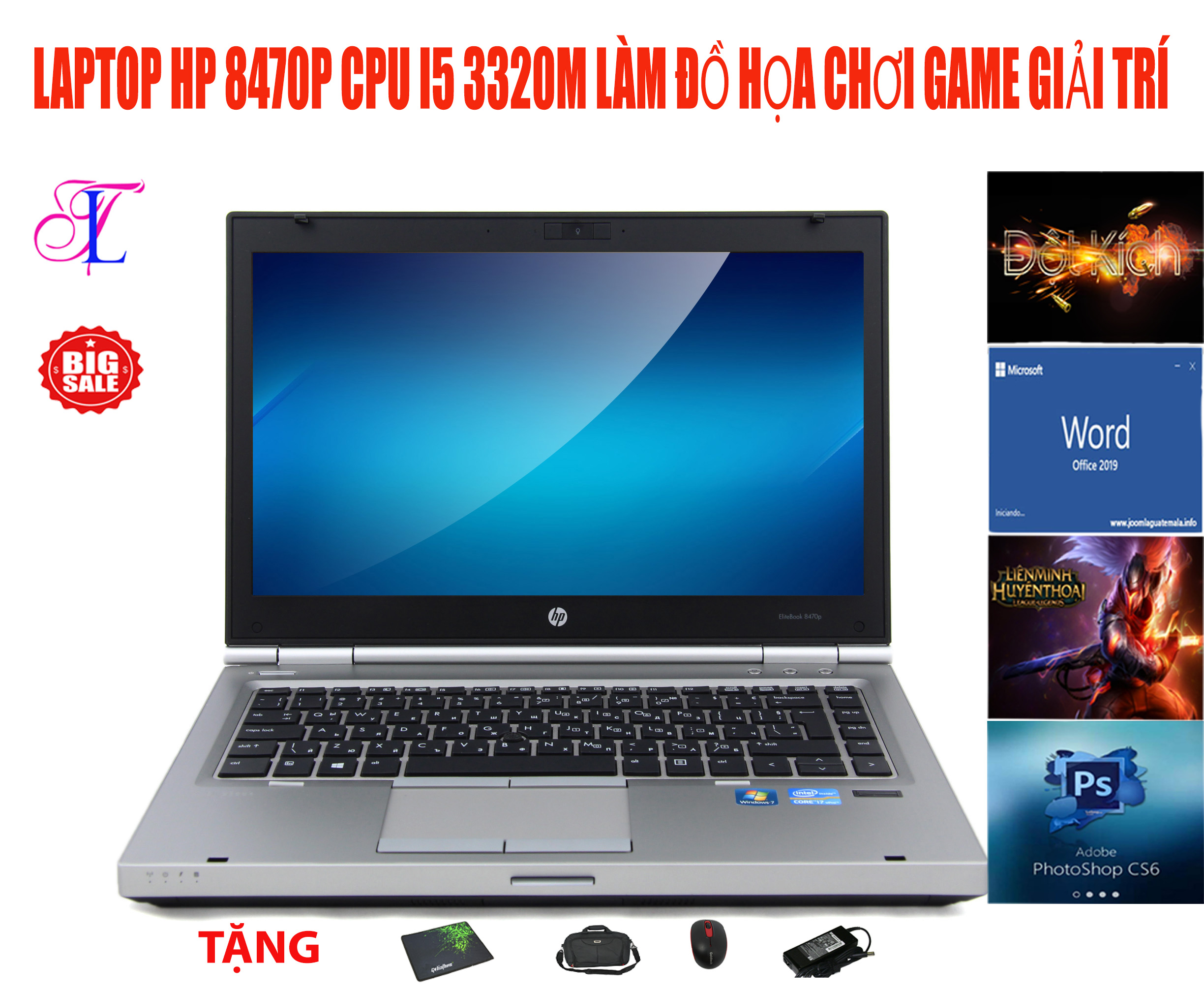 [Trả góp 0%]Laptop HP Elitebook 8460P - Core i5  2520m ram 4g ổ ssd 120g máy hợp kim nguyên khối