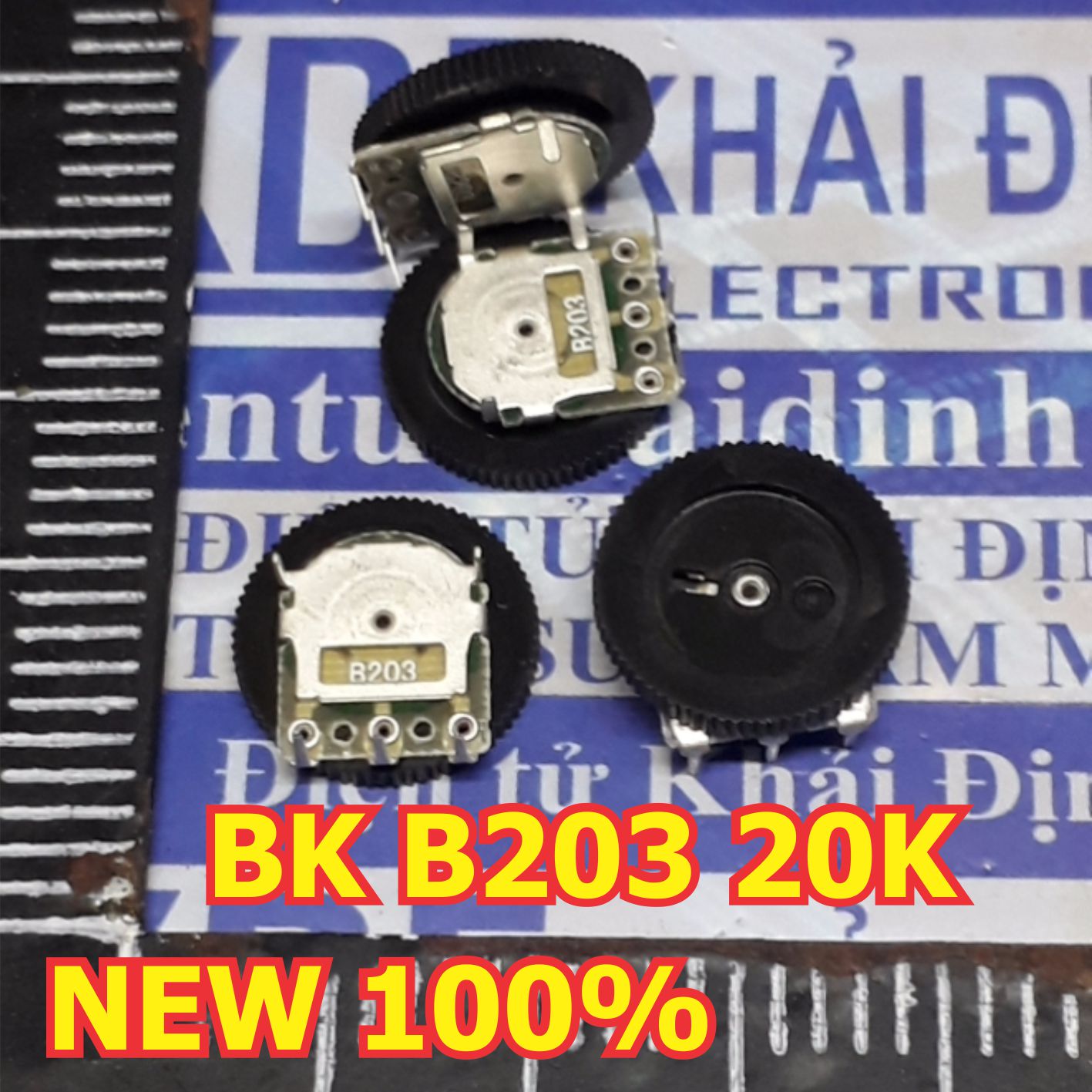 10 cái Biến trở xoay tròn dẹp triết áp volume máy FM nghe nhạc 3 chân B102 1K B502 5K B103 10K B203 20K B503 50K B104 100k kde5119