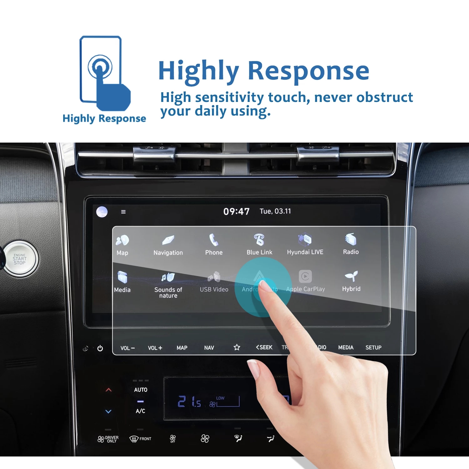 Xe bảo vệ màn hình cho Tucson nx4 2021 10 inch Xe Navigation cảm ứng Trung tâm hiển thị tự động phụ kiện nội thất