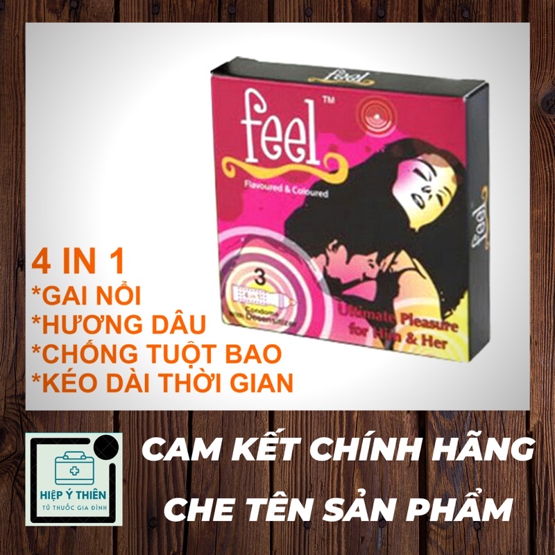 Bao cao su feel gân gai kéo dài thời gian 4 in 1/ feel condoms 4 in 1
