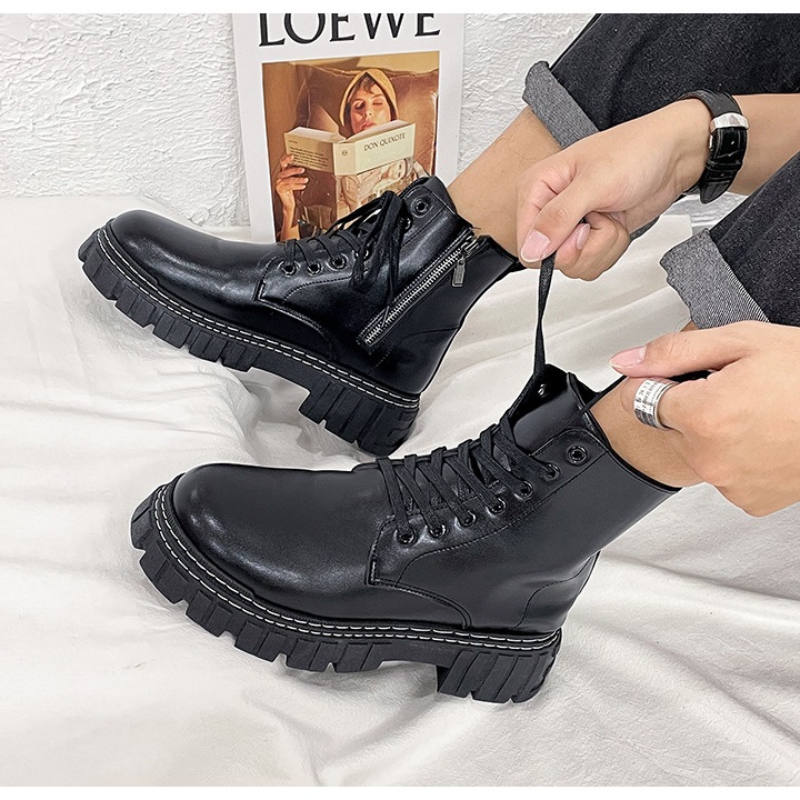 [HCM]Giày combat nam da láng giày bốt nam giày phong cách lính SM024