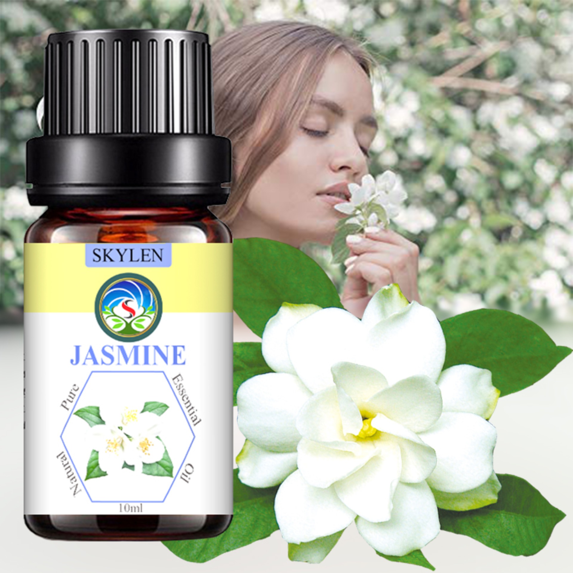 Tinh dầu hoa nhài (Jasmine) 100ml Skylen - 100% nguyên chất từ thiên nhiên - chất lượng và mùi hương vượt trội | Tinh dầu hoa lài