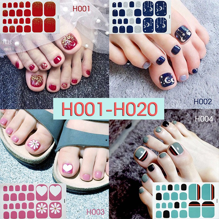 H001-h020 nail wraps set dán móng chân 22 miếng nhiều mẫu cam kết hàng đúng mô tả chất lượng đảm bảo an toàn đến sức khỏe người sử dụng