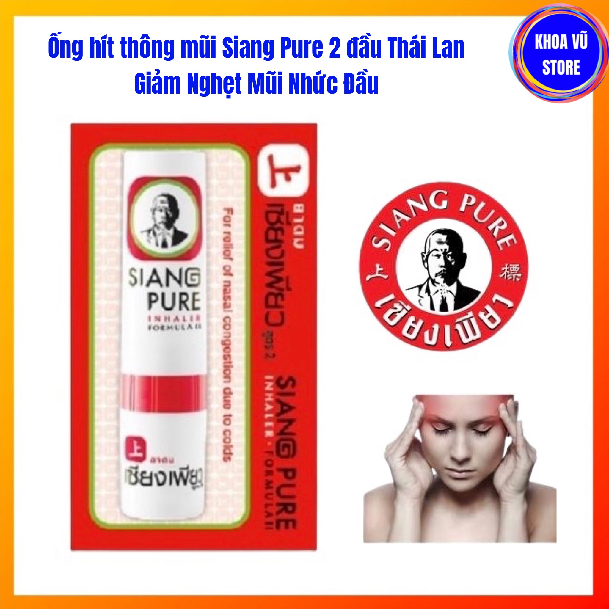 Ống hít thông mũi siang pure thái lan 2ml - khoa vu store