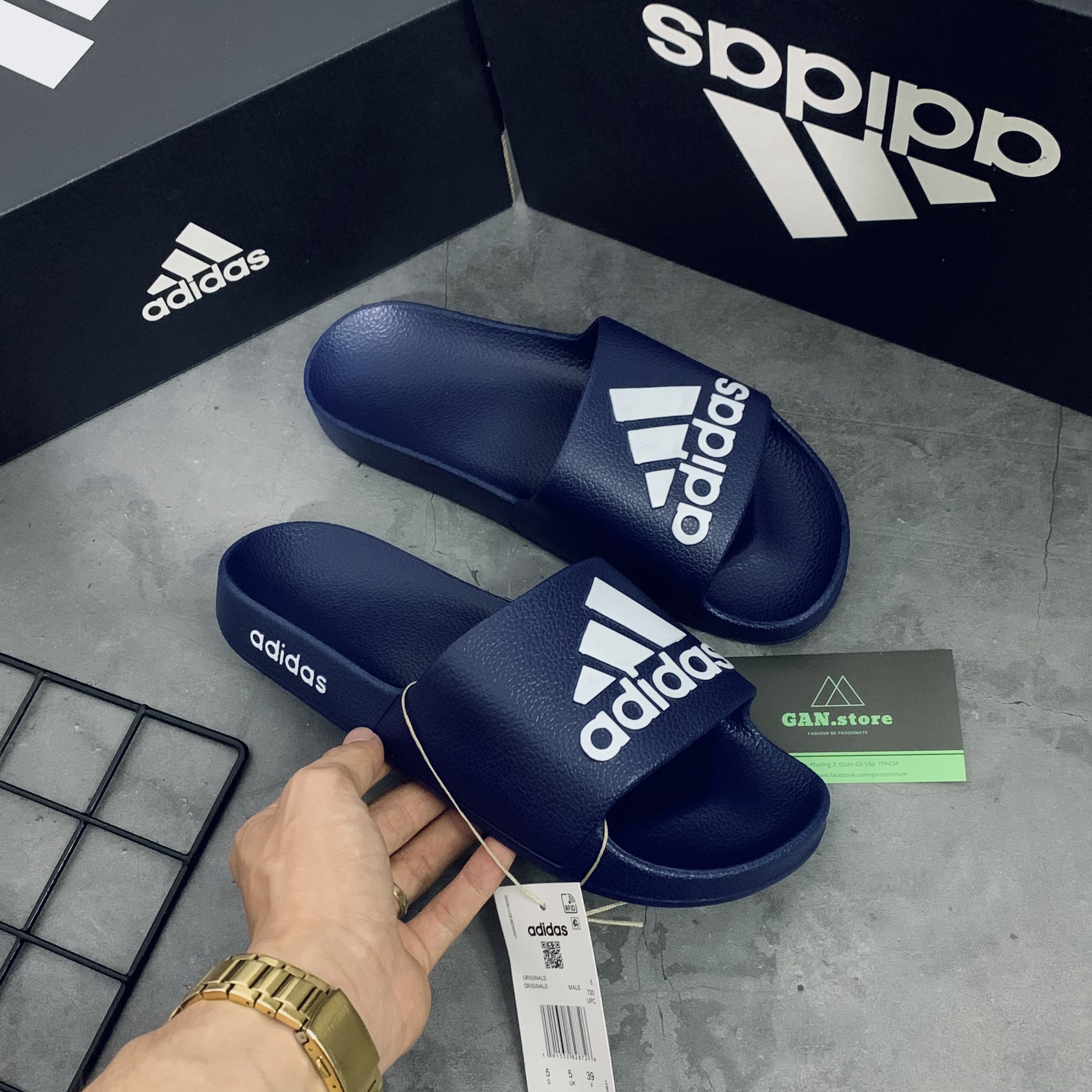 Dép Adidas Nam Slide - Color Xanh Dương Chuẩn Full Hộp Đúc Nguyên Khối