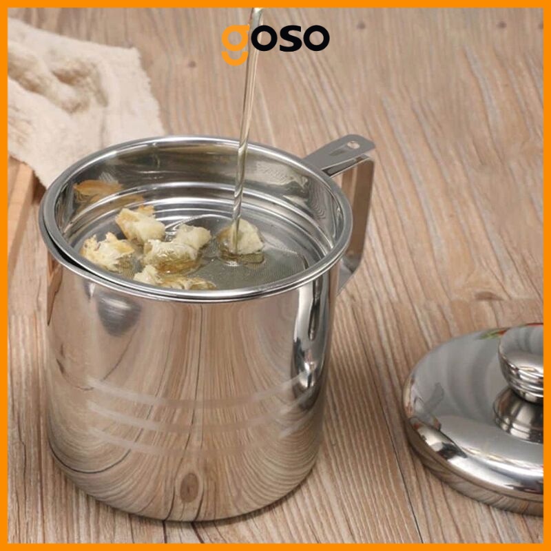 Ca lọc dầu inox 304 - bình lọc dầu ăn có lưới lọc cặn