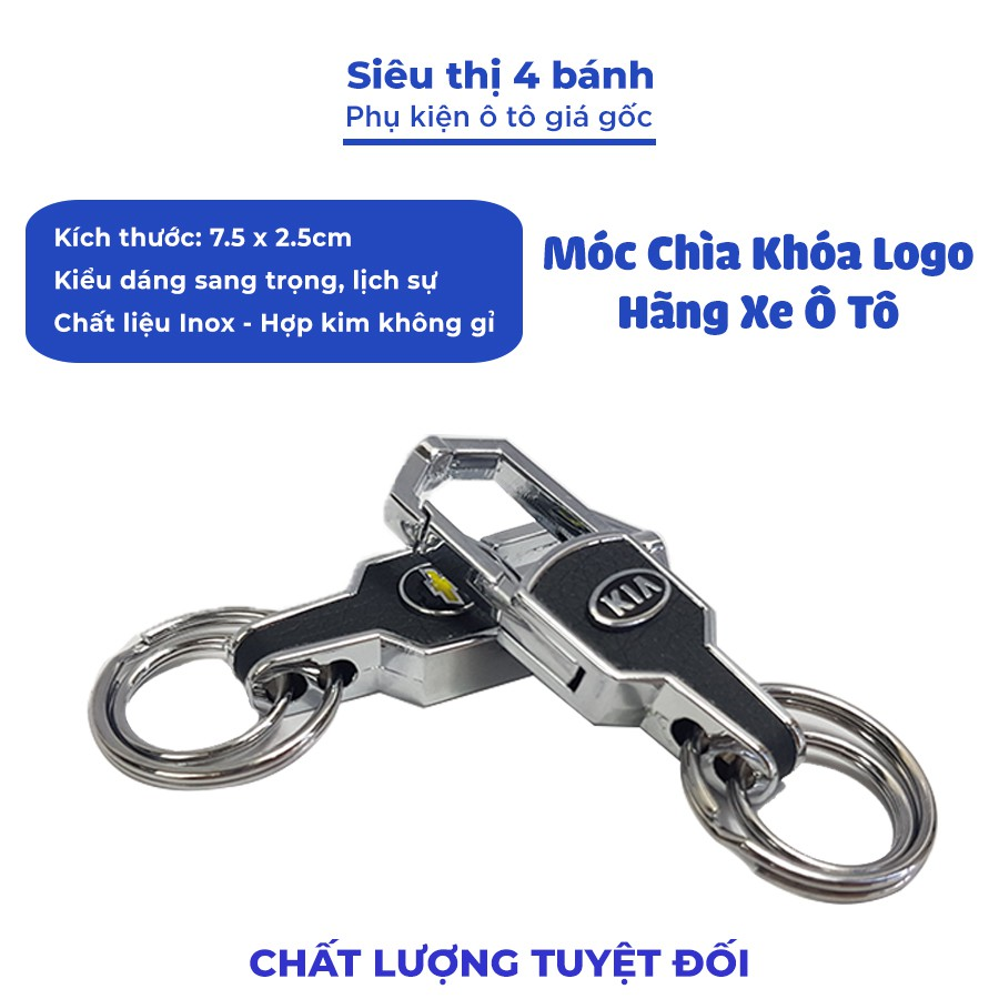 Móc chìa khóa ô tô bọc da cao cấp, Móc khóa bọc da gắn logo inox các hãng xe ô tô