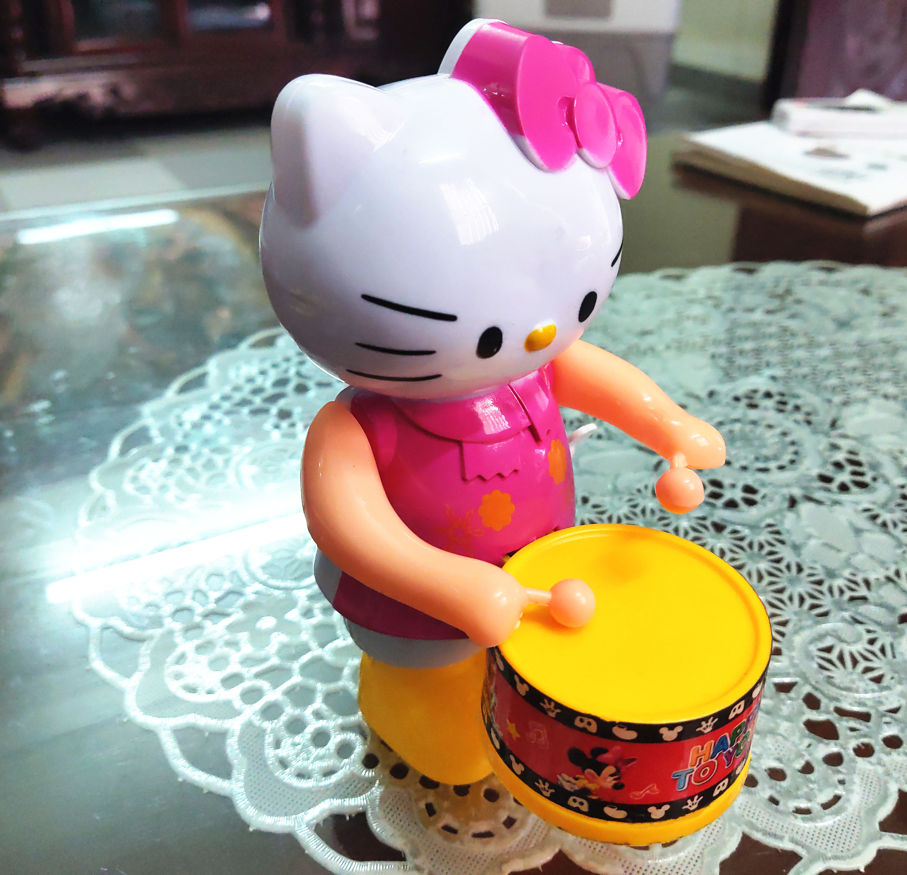 Đồ chơi mèo kitty đánh trống chạy cót, đồ chơi thông minh, đồ chơi cho bé