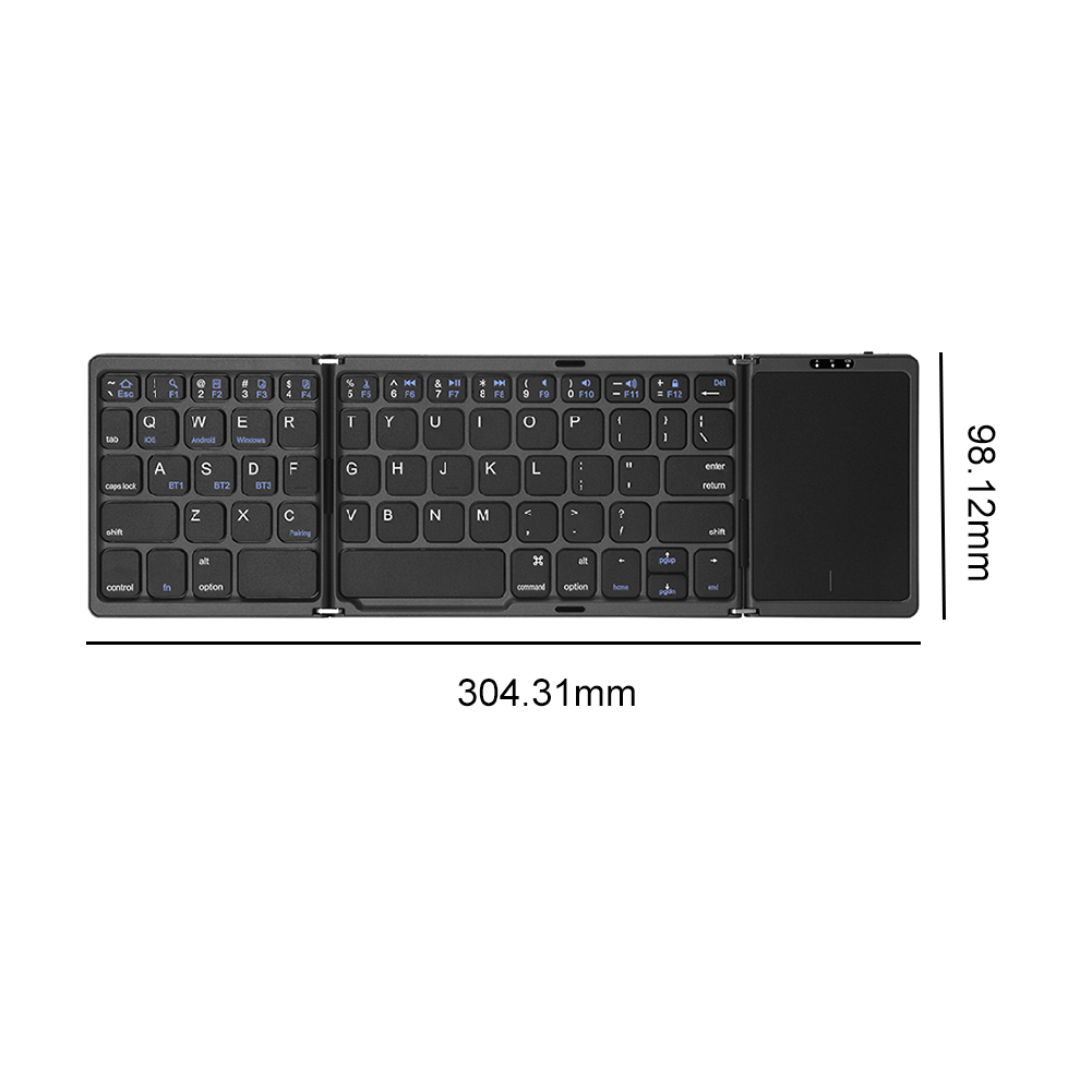 (Trong Kho) B089T Xách Tay Mini Ba Gấp Bluetooth Bàn Phím 64 Phím Không Dây Có Thể Gập Lại Touchpad Bàn Phím Cho IOS Android Điện Thoại Máy Tính Bảng **