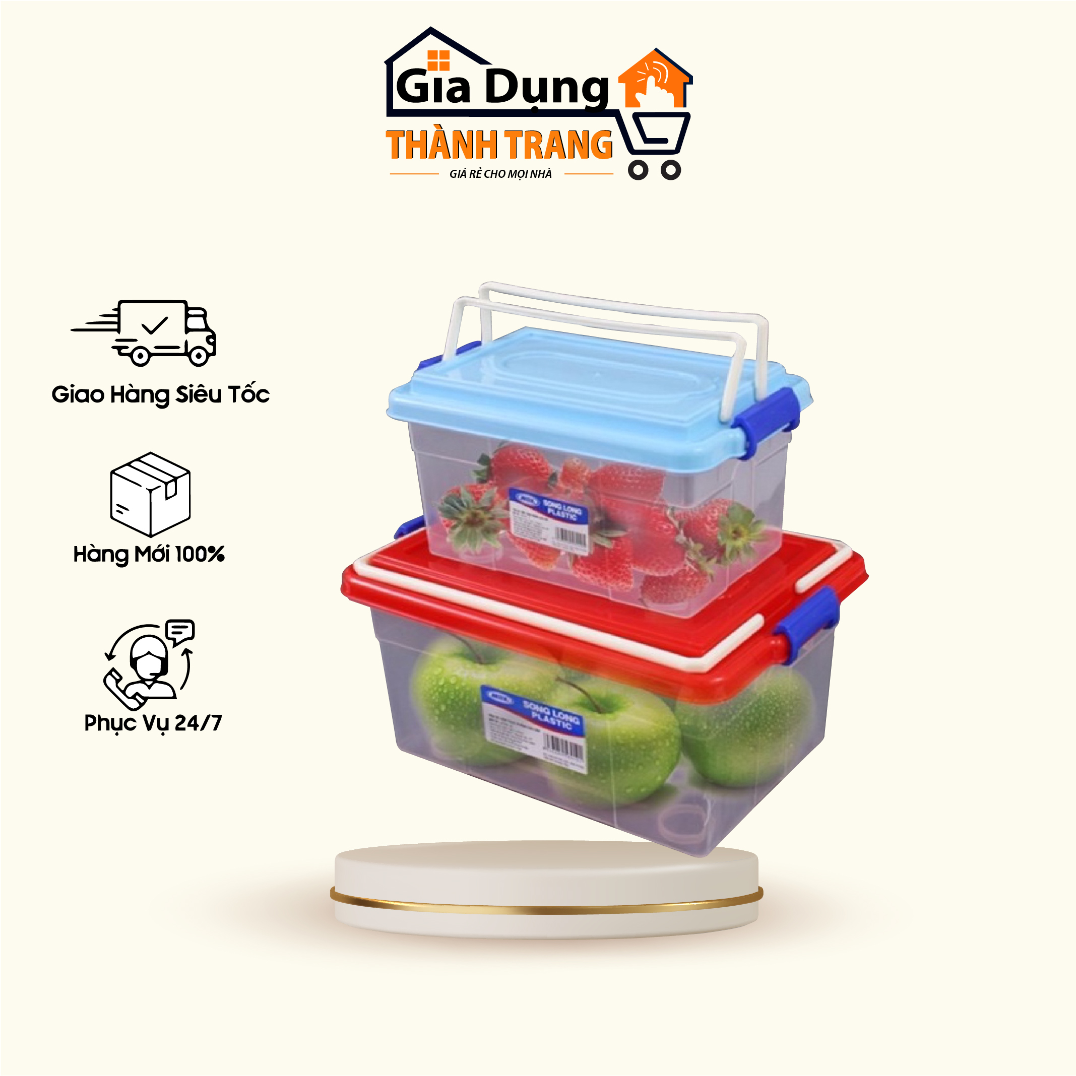 Bộ 2 hộp thực phẩm cao cấp song long 2172 có quai xách
