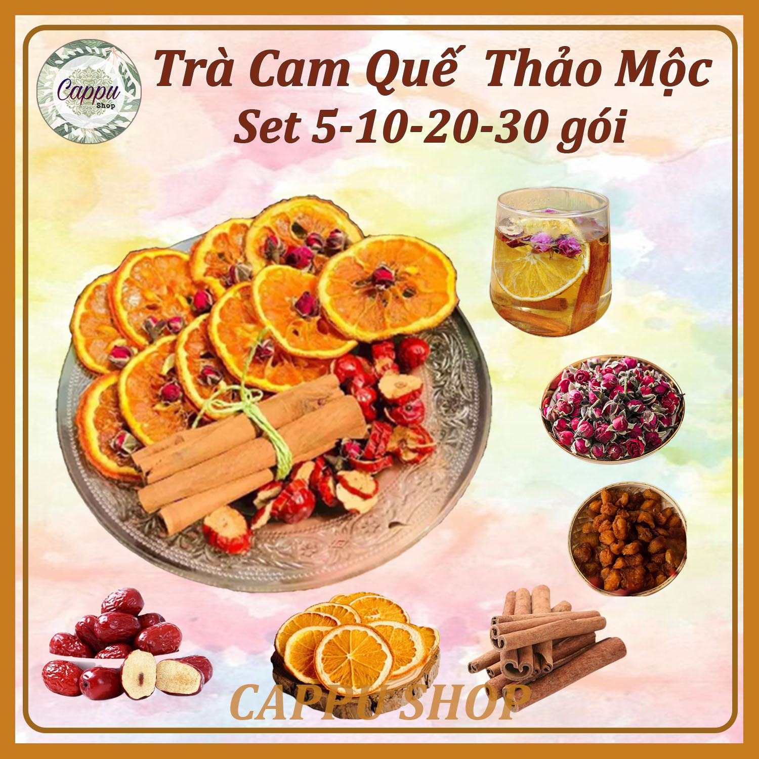 Set 30 gói trà cam quế thảo mộc