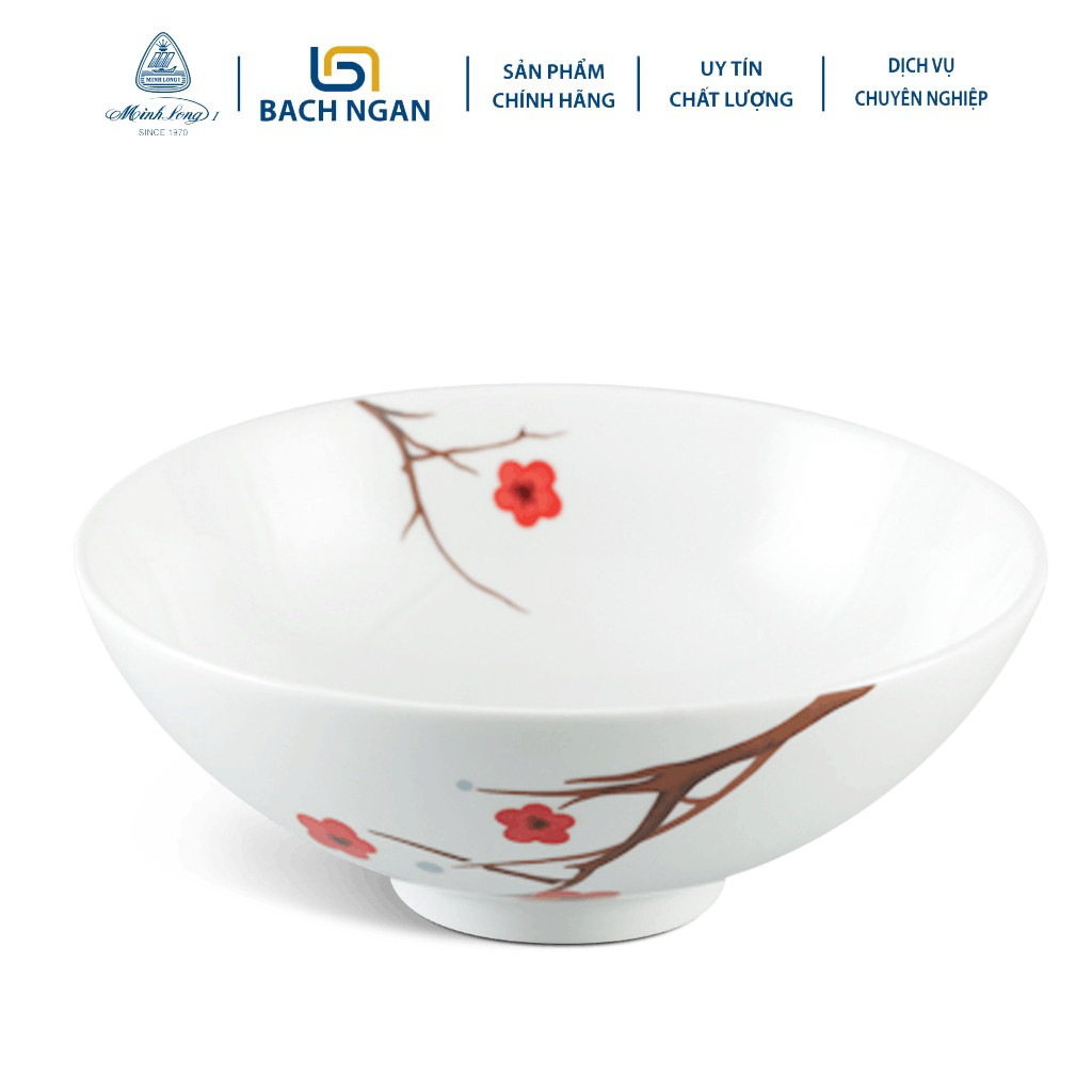 Tô Trung Minh Long 20 cm Daisy Hồng Mai, hàng sứ đẹp cao cấp dùng để ăn cơm trong gia đình, đãi khách, tặng quà tân gia