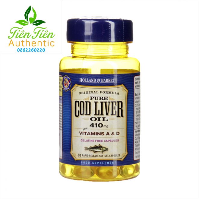 Dầu Gan Cá Tuyết Holland & Barrett 410mg 250 viên nang mềm
