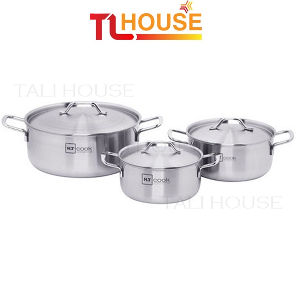Bộ 3 nồi inox fivestar ht cook 16c – 20cm -24cm, xoong cao cấp ht-06dn dùng được bếp từ - tali house