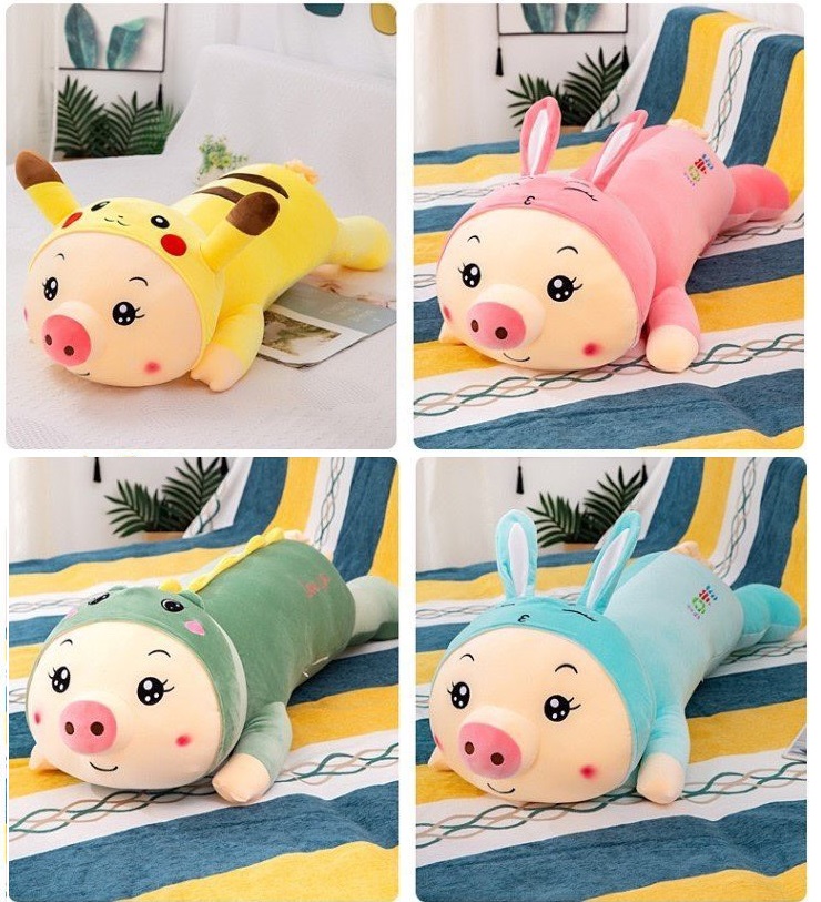 Gối ôm lợn biến hình khổng lồ,chất vải nỉ nhung mềm mịn kích thước 1m3-1m5