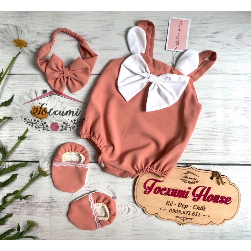 Set body thỏ hồng cực yêu cho bé - tocxumi house