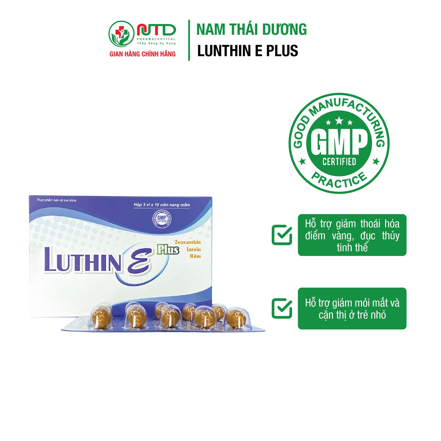 Luthin E Plus - hỗ trợ khô mắt, mờ mắt, làm sáng mắt.