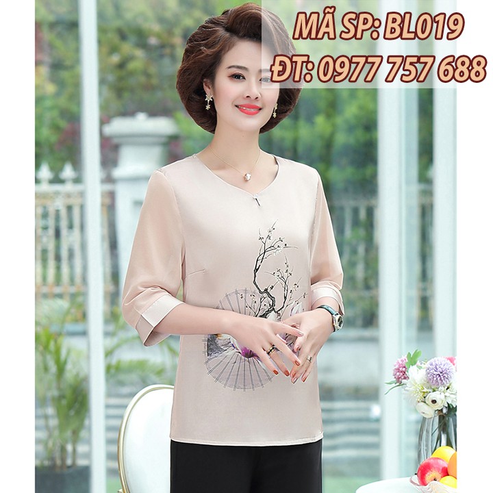 Mới 2020 Đồ Bộ Áo Lụa Quần Thun Ống Rộng BL019
