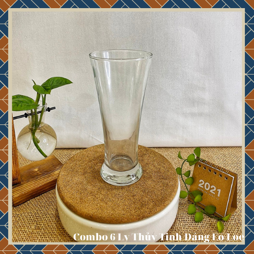[Ở Đây Giá Rẻ] Combo 6 Ly Thủy Tinh Dáng Eo Loe Hàng Nhập Khẩu