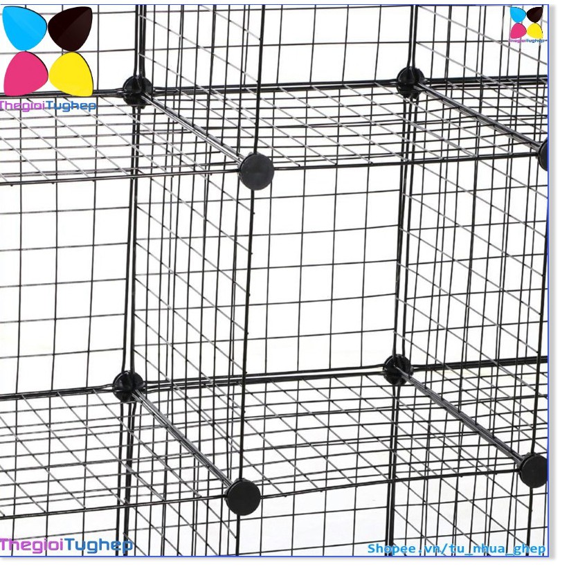 Tủ lưới sắt lắp ghép đa năng hiện đại để sách đồ dùng trang trí phòng làm việc 10 ô (37 tấm lưới thép +36 chốt)