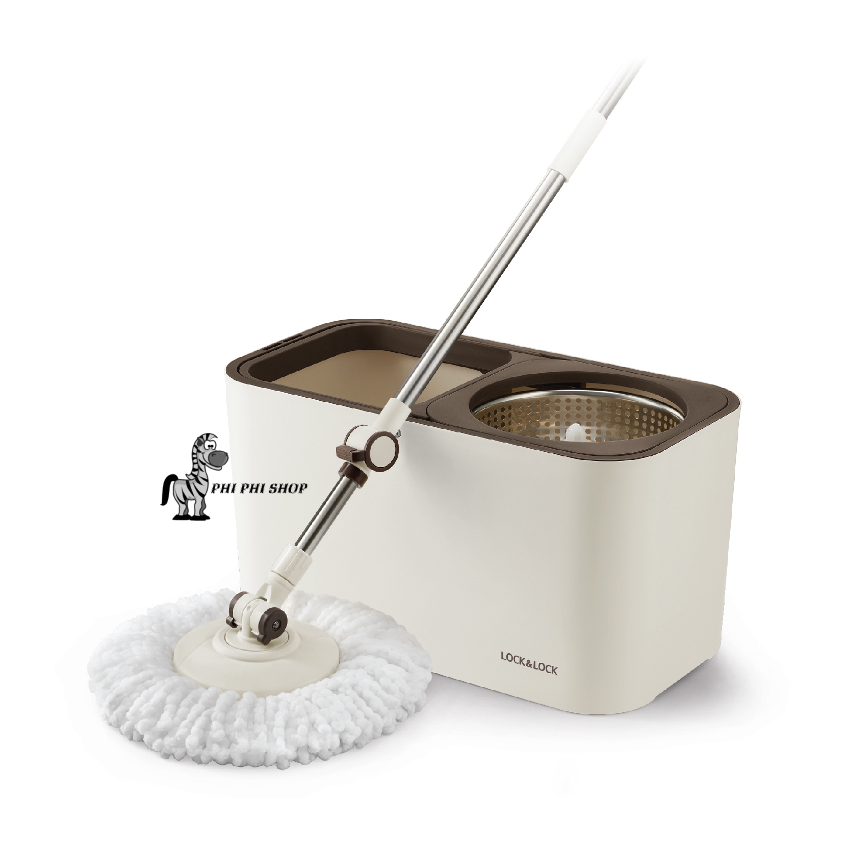 Bộ lau nhà Lock&Lock ETM478 Dual Bucket Spin Mop xoay tay 360 độ