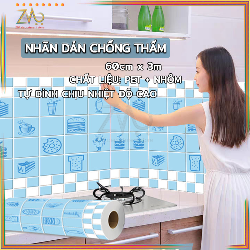 Cách nhiệt Decal dán bếp mẫu mớiGiấy dán tường khổ rộng,3 mét,Giấy dán bếp chống dầu mỡ tấm,dễ lau chùi,Tấm decal dán bếp