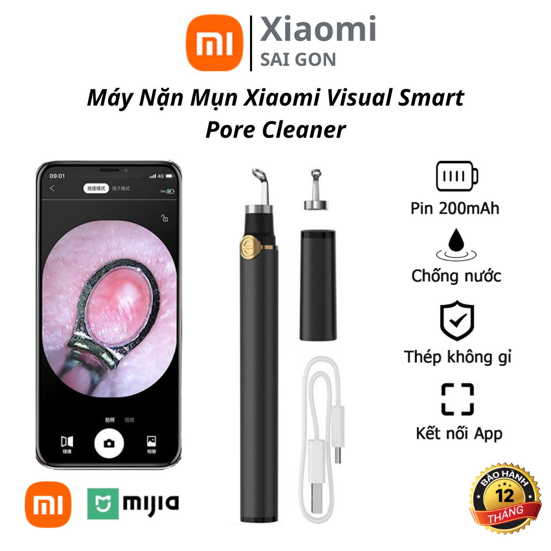 Máy nặn mụn xiaomi visual smart pore cleaner - máy hút mụn cầm tay có camera, hút mụn đầu đen, làm sạch lỗ chân lông - hàng chính hãng - bảo hành 12 tháng