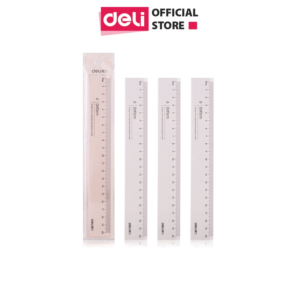 Thước kẻ 20cm cao cấp Oriform Deli - thước đo, đồ dùng học sinh, văn phòng phẩm-  79752