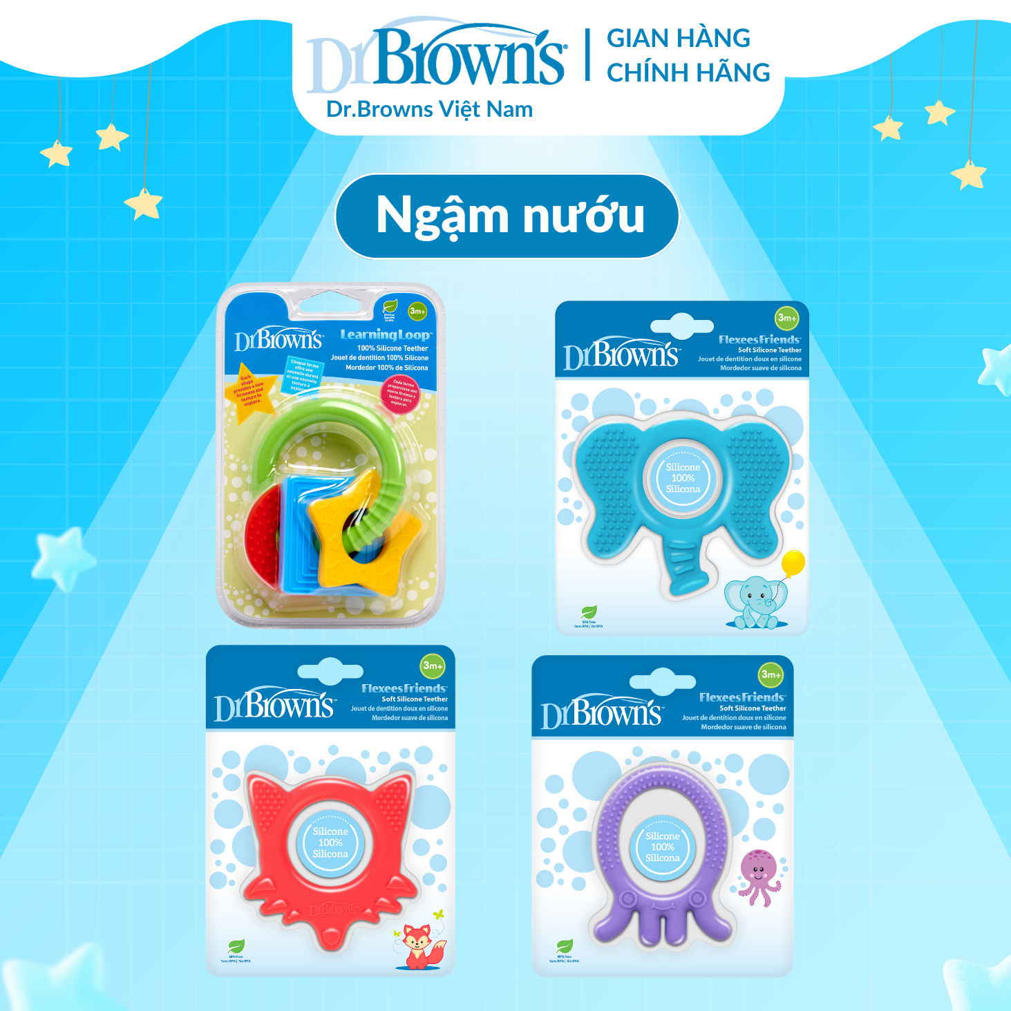 Ngậm nướu Dr.Brown's 100% Silicone cao cấp Learning Loop