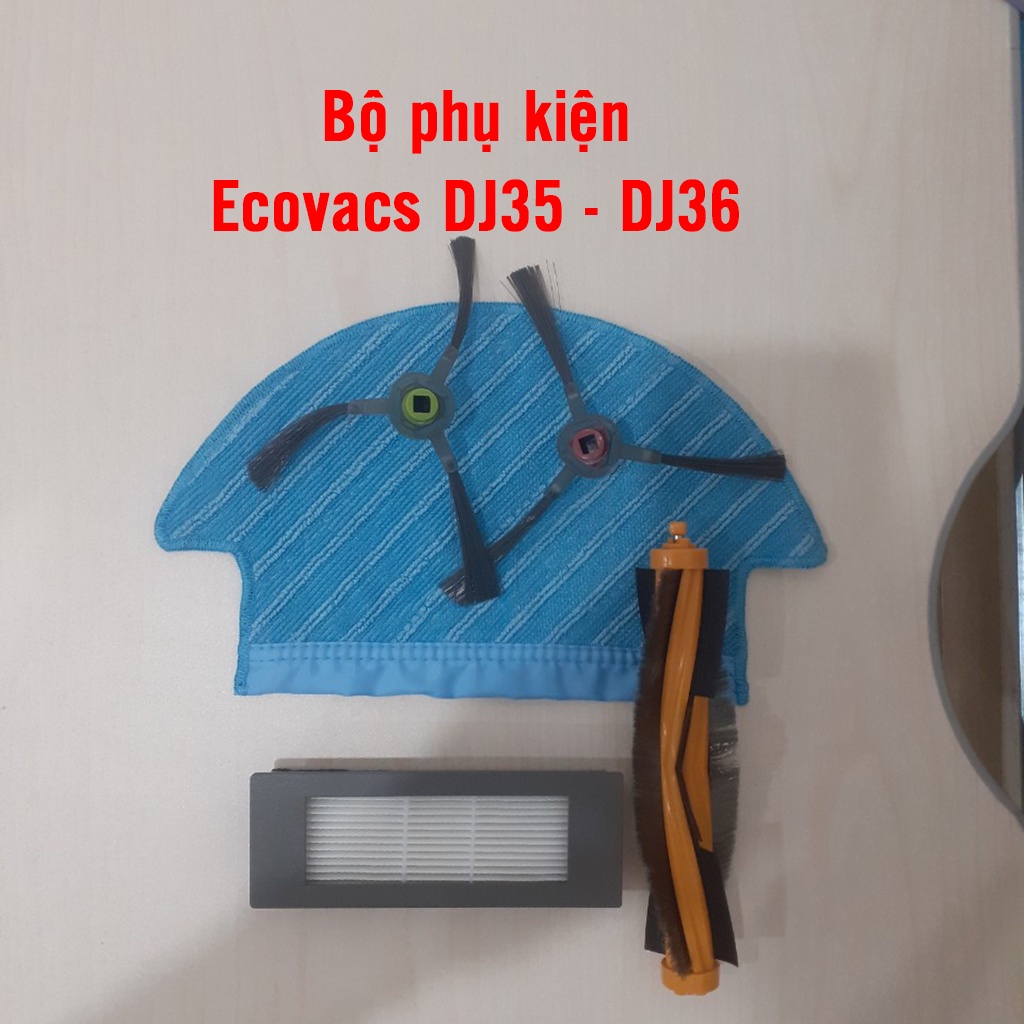 Bộ phụ kiện robot hút bụi lau nhà Ecovacs Deebot DJ35, DJ36. Khăn lau, chổi, lọc bụi.