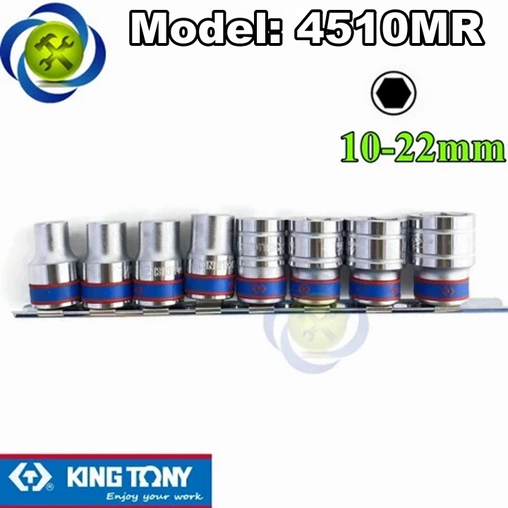 Bộ đầu tuýp 8 chi tiết 10-22mm kingtony 4510mr loại 1/2