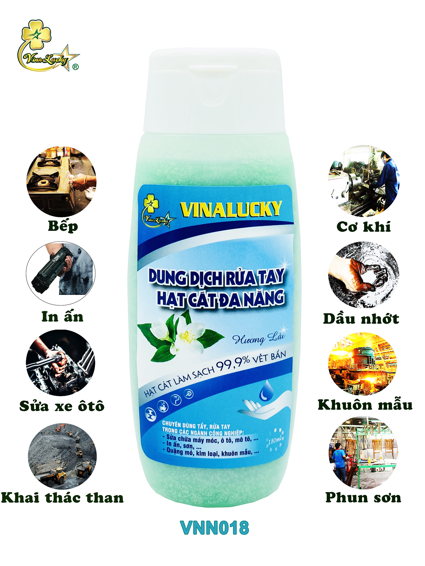 Dung dịch rửa tay hạt cát đa năng VinaLucky 180ml