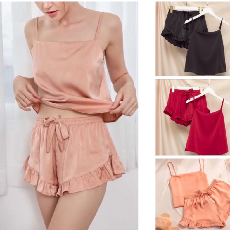 Bộ ngủ sexy mặc nhà elegant el24 - bộ ngủ lụa hai dây cao cấp