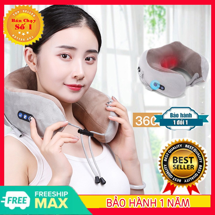 [HÀNG TỐT - GIẢM THÊM 8%] Gối Massage Cổ Chữ U Hàn Quốc, Máy Massage Vai Cổ Gáy Đa Năng Vải Lông Mềm Mại, Nhiều Chế Độ Massage.