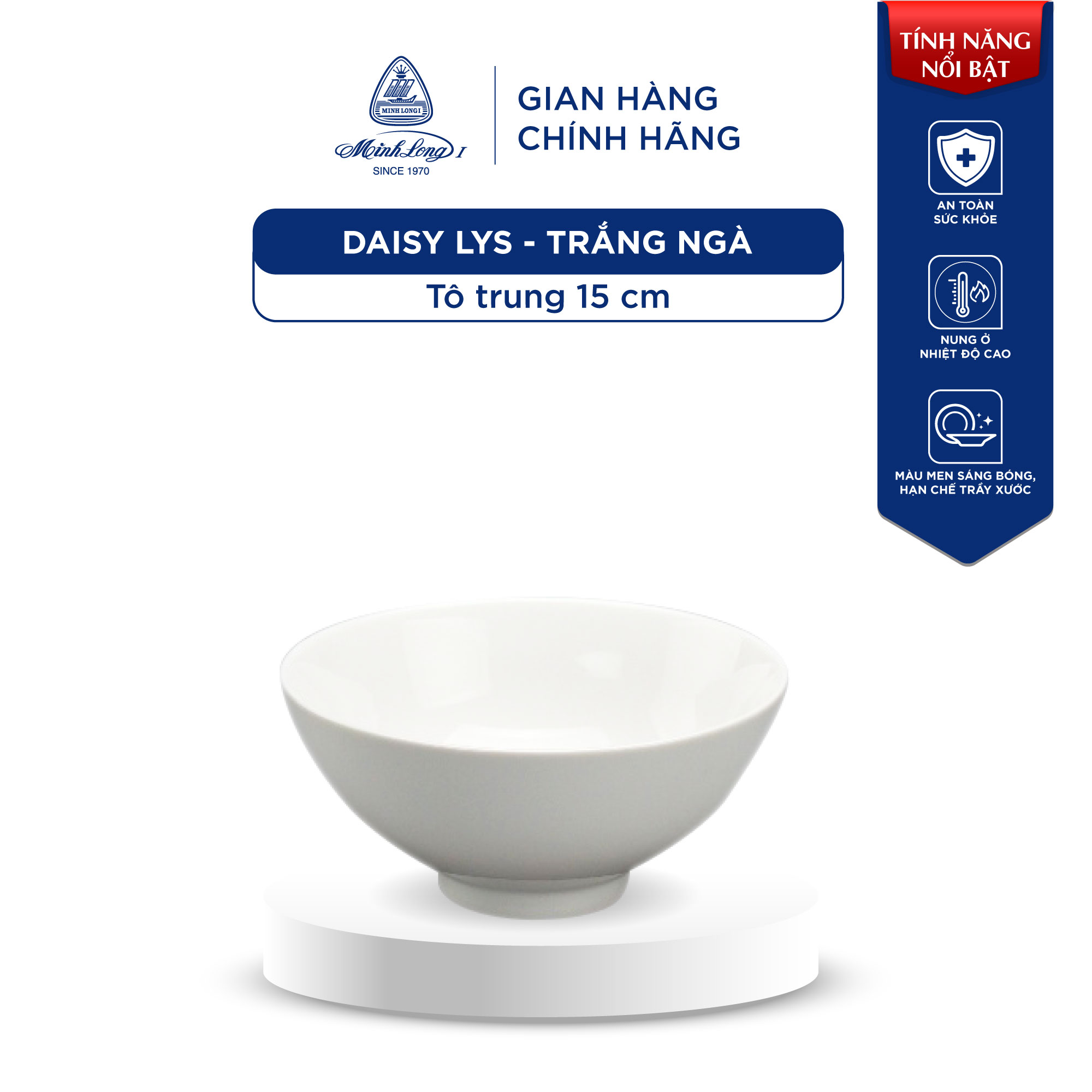 Tô, chén, dĩa sứ cao cấp minh long - daisy lys - trắng ngà