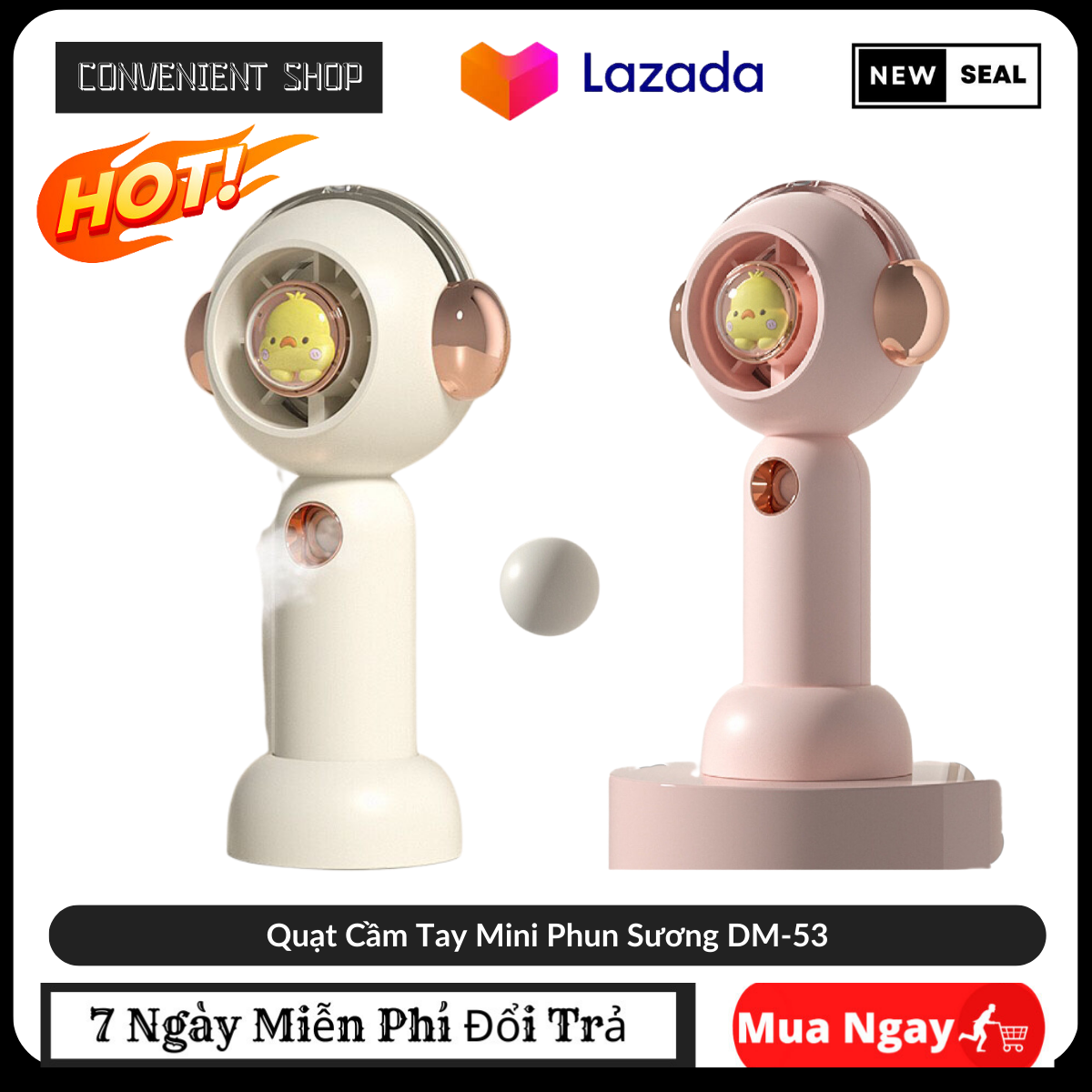Quạt mini cầm tay, Quạt Cầm Tay Mini Phun Sương DM-53 - quạt phun sương mini cầm tay.