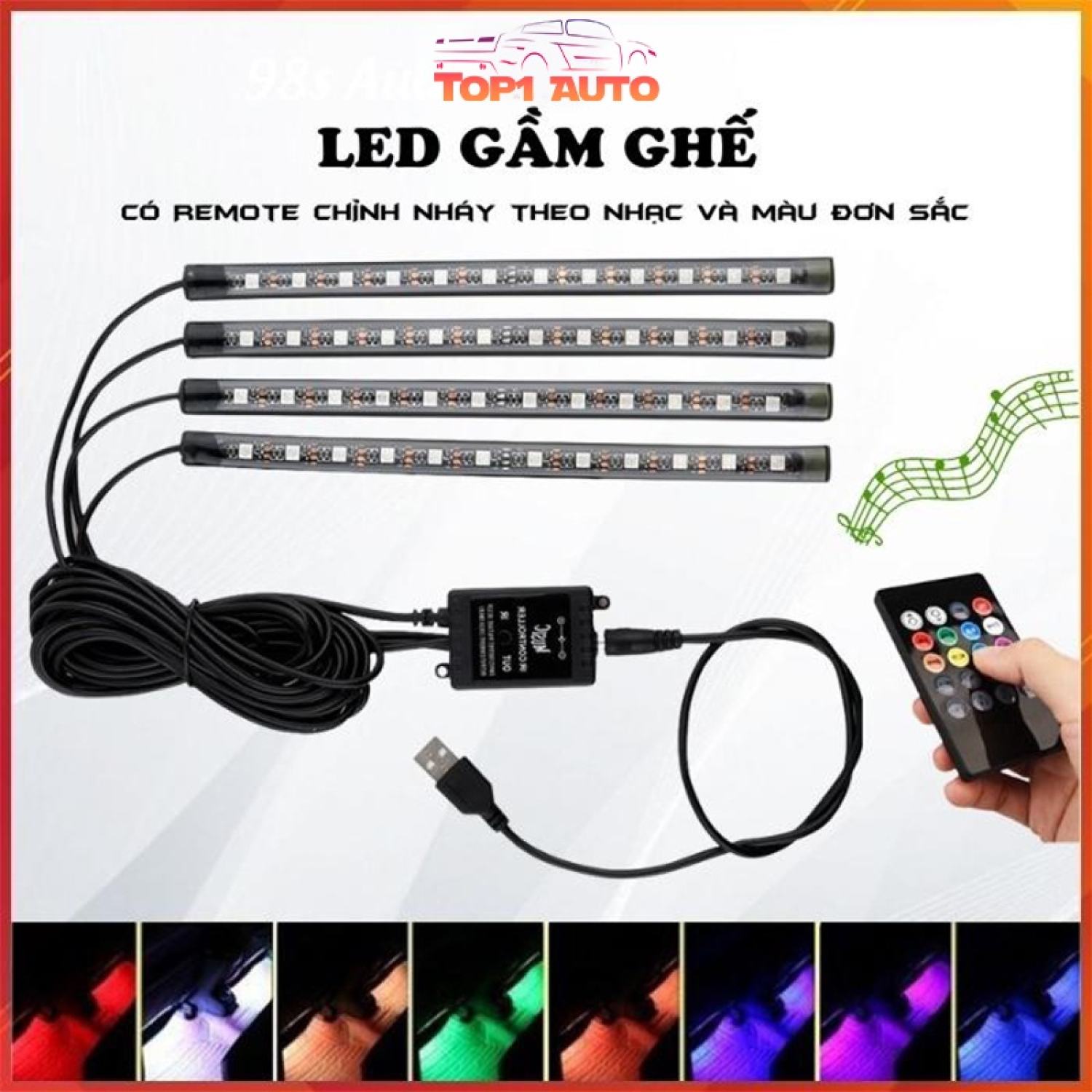 Bộ 12 Led gắn gầm ghế ô tô nháy theo điệu nhạc P048