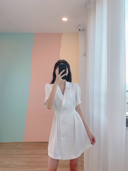 Váy đầm nữ GINDY đầm suông dáng vest cổ ngọc phong cách Hàn Quốc thanh lịch V4118