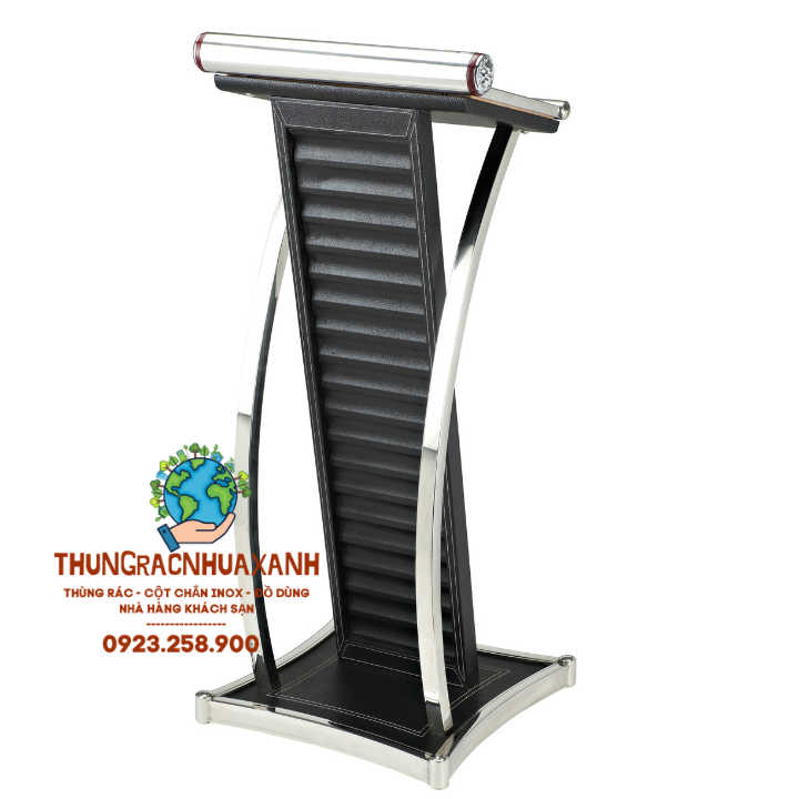 [HCM][Trả góp 0%] BỤC PHÁT BIỂU KHUNG INOX BỌC DA ĐEN010