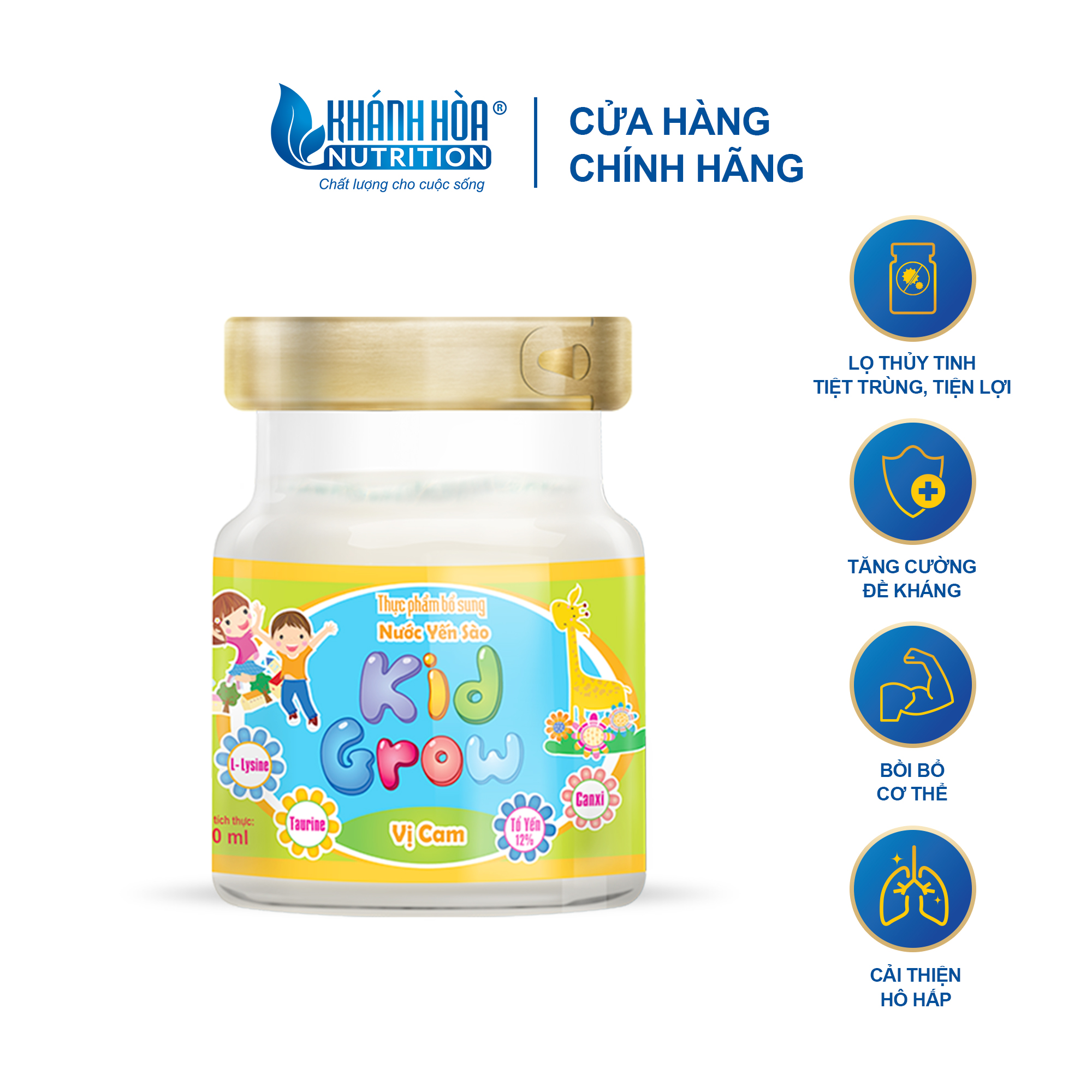 Nước Yến Sào Cho Bé KIDGROW 12% Tổ Yến Vị Cam - Khánh Hòa Nutrition - Lọ 70 ML