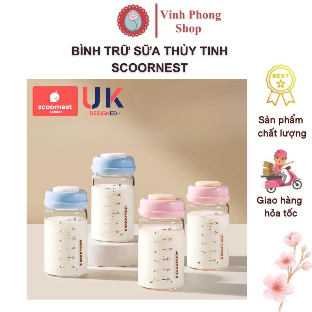  Bình Trữ Sữa Thuỷ Tinh Cổ Rộng Scoornest Dung Tích 180ml Bình Thuỷ Tinh Trữ Sữa Bình Trữ Sữa Cổ Hẹp 