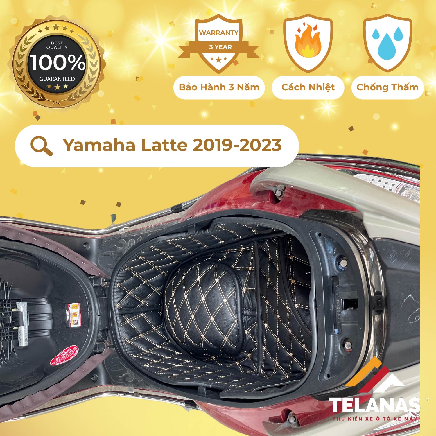 Lót Cốp Cách Nhiệt, đệm lót cốp xe máy TELANAS- YAMAHA LATTE (ACRUZO)-Giá Xưởng-Bảo Hành 3 năm chống sốc, chống thấm nước, tránh trầy xước