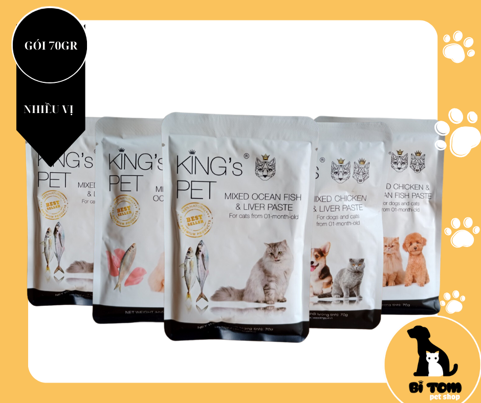 New - pate cho chó, mèo king's pet dạng gói 70gr - nhiều vị