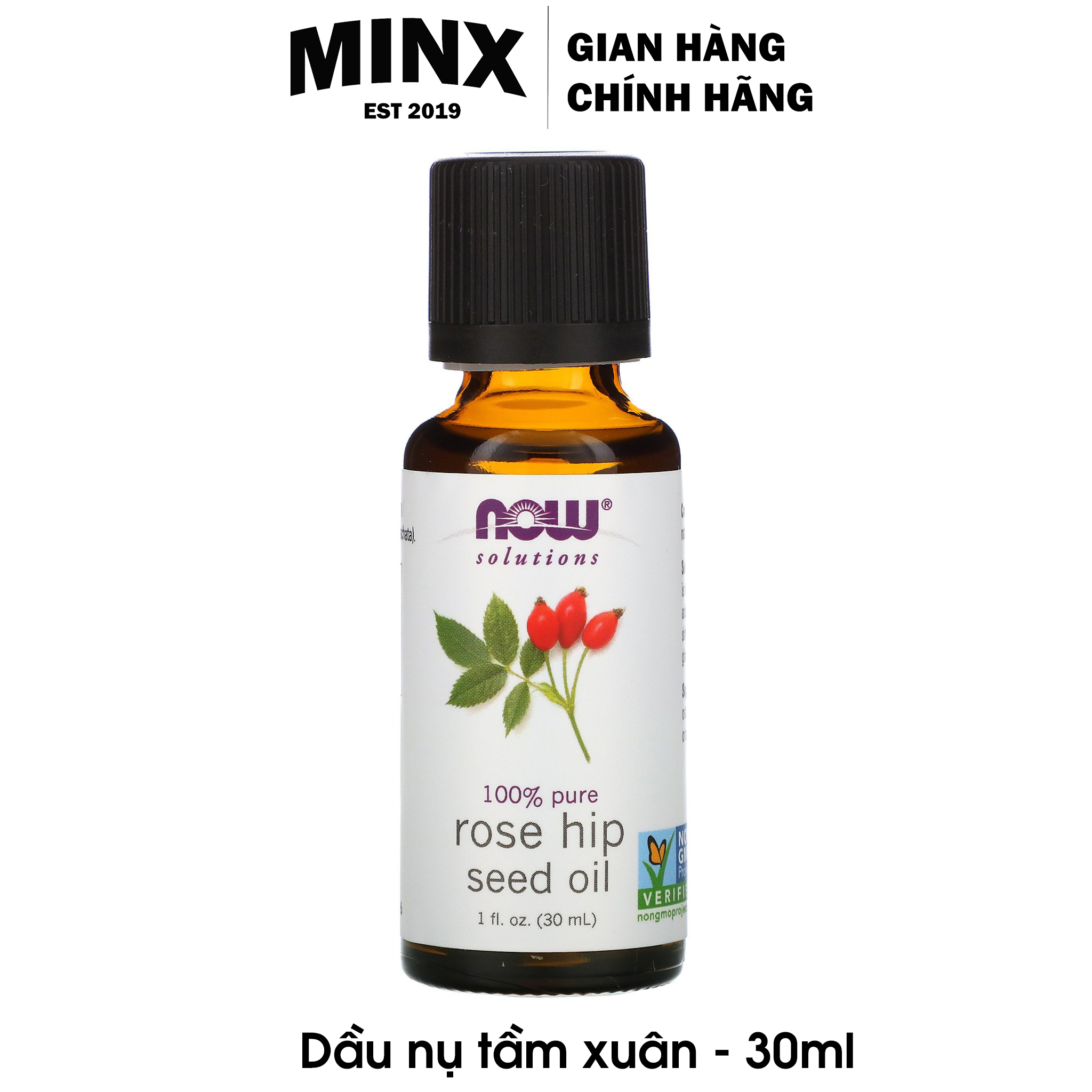 Dầu Rosehip Seed Oil 30ml Now Foods Solutions - Dầu Dưỡng Da Dầu Nụ Tầm Xuân - Dưỡng Da Bằng Dầu (Rose hip Seed Oil) - MINX Store