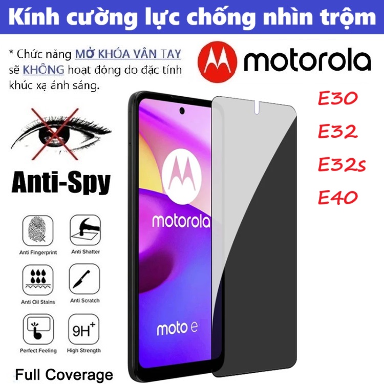 Cường lực Chống nhìn trộm Motorola Moto E30 / E40 / E32 / E32s (Full Màn, Full Keo)