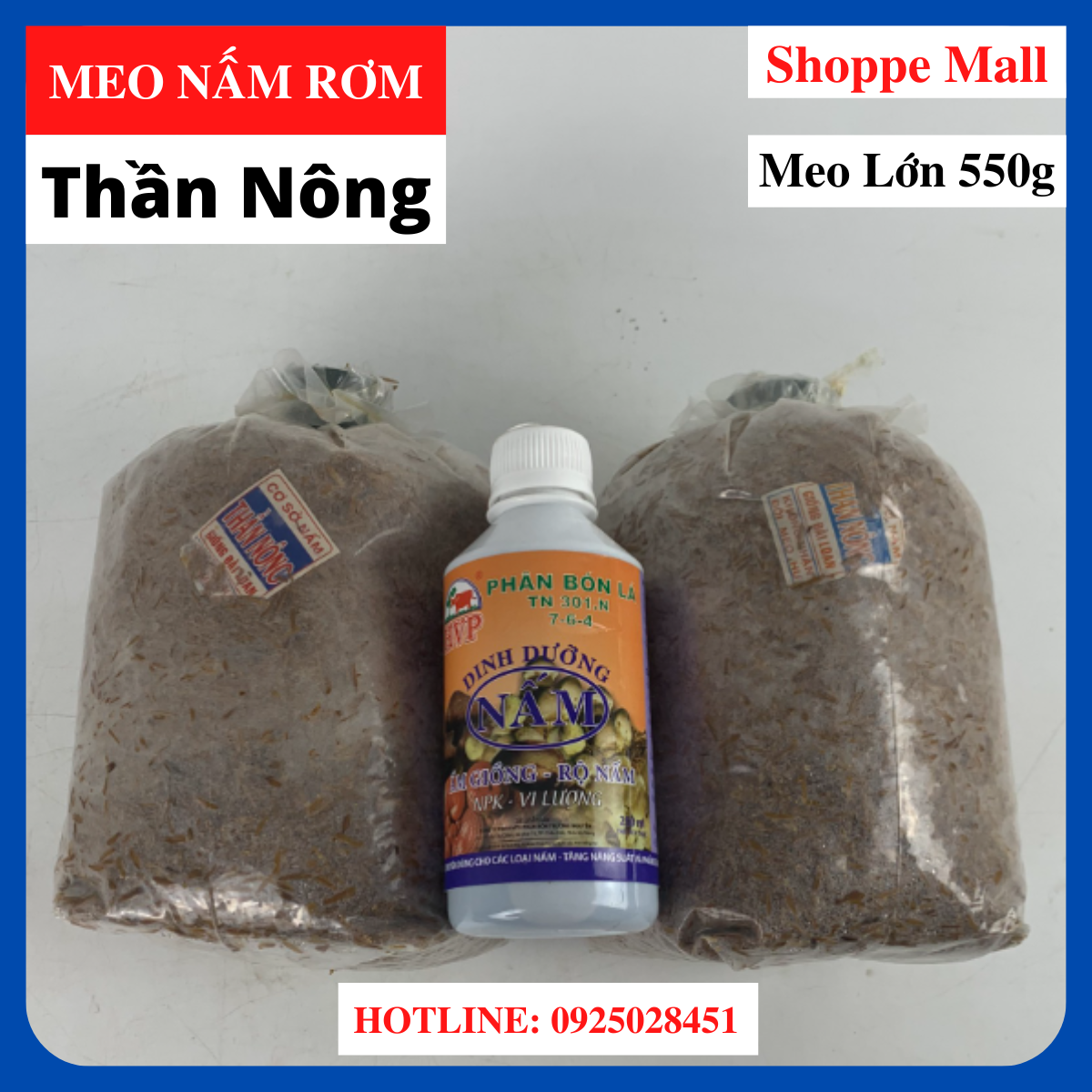 Combo 2 meo nấm rơm + 1 xịt dưỡng nấm - tặng sách kỹ thuật trồng nấm rơm trong nhà