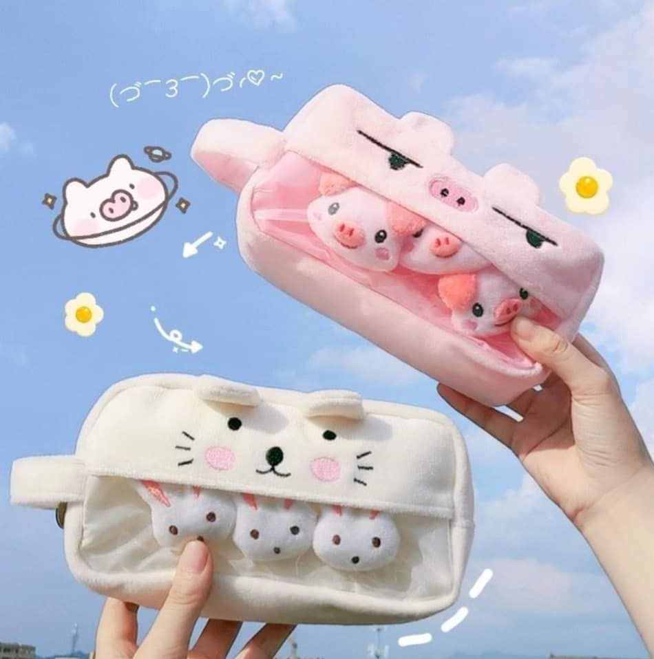 Hộp bút, Túi đựng bút hình thú nhồi bông rộng rãi dễ thương đáng yêu