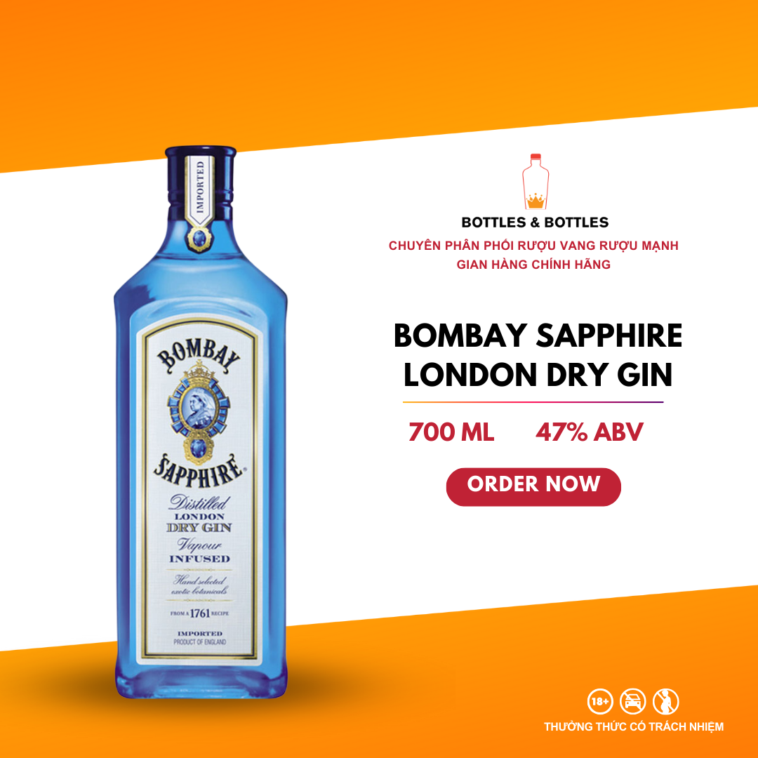 Rượu london dry gin bombay sapphire - 700ml - 47%